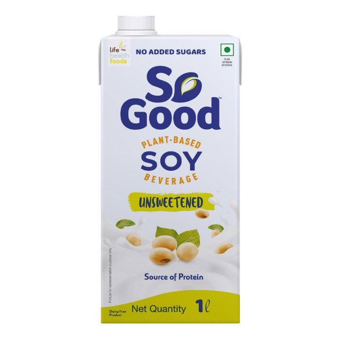 So Good Plant Based Soy Beverage Unsweetened 1 L | Lactose Free | No Added Sugar | Gluten Free | No Preservatives | Zero Cholesterol | Dairy Free |NON GMO Soybean